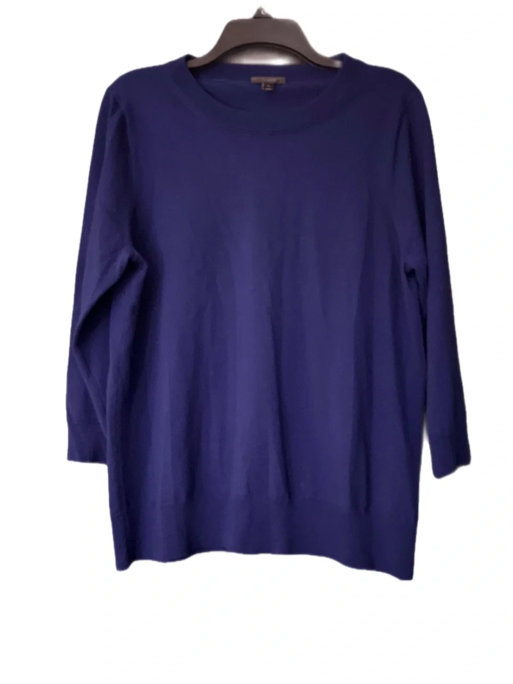 J.Crew Navy Blue Merino wool Tippe Sweater 3/4 Sleeve Size XL Classic Timeless